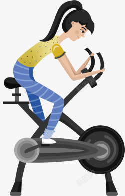 卡通健身骑行锻炼人物矢量图素材
