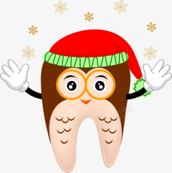 牙齿装饰雪花圣诞节卡通牙齿高清图片