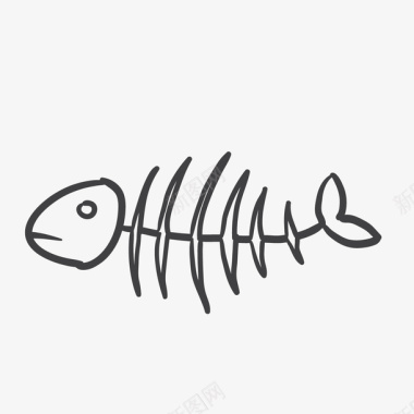 手绘的鱼刺图标图标