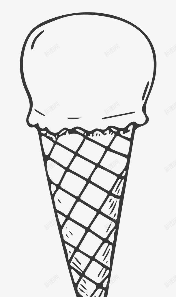 卡通冰淇淋蛋卷png免抠素材_新图网 https://ixintu.com 冰淇淋 冷饮 卡通 手绘 蛋卷 黑色
