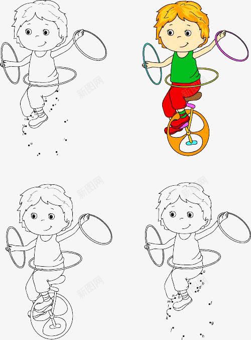 卡通表演在杂技的男孩png免抠素材_新图网 https://ixintu.com 呼啦圈 演员 马戏团