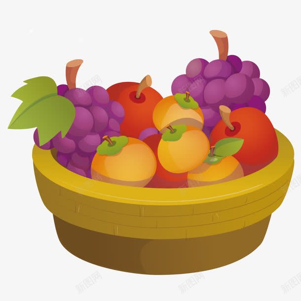 满满的一筐水果png免抠素材_新图网 https://ixintu.com 手绘 拟物化 水果 矢量元素