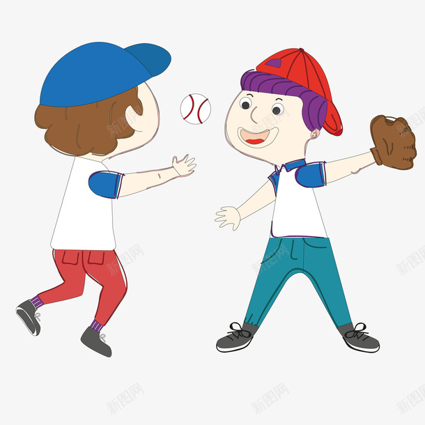 打棒球的人物矢量图ai免抠素材_新图网 https://ixintu.com 人物设计 卡通 小孩 帽子 打棒球 运动 矢量图