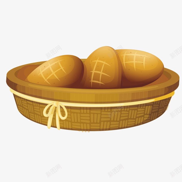 面包篮矢量图ai免抠素材_新图网 https://ixintu.com 早餐 竹篮子PNG 篮框PNG 装饰 面包 食物 矢量图