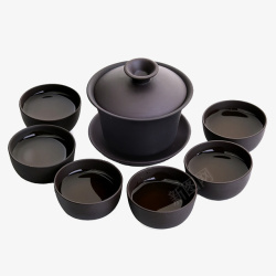 黑色陶瓷茶壶茶杯素材