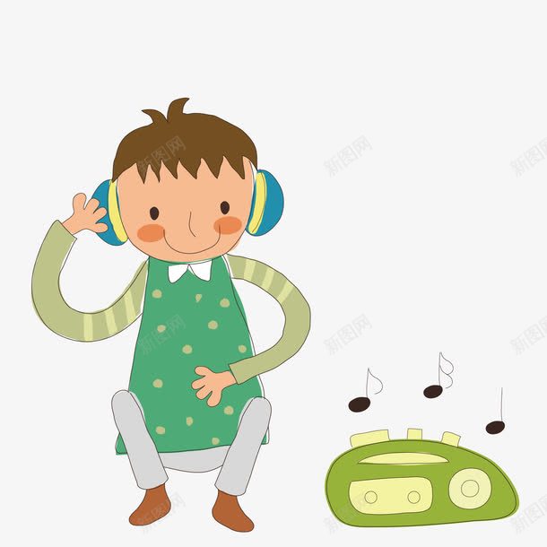 戴着耳机听音乐的男子png免抠素材_新图网 https://ixintu.com 戴耳机 收音机 音乐