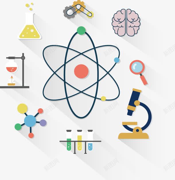 手绘科学图标矢量图ai_新图网 https://ixintu.com 化学 图标 手绘 显微镜 科学 矢量图