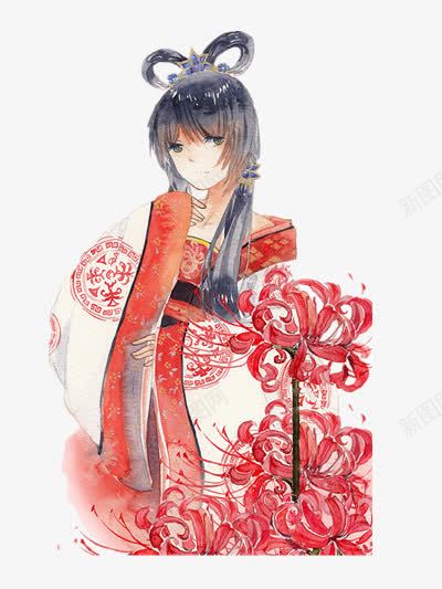 唯美插画png免抠素材_新图网 https://ixintu.com 古风 唯美 女孩 插画