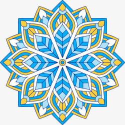 蓝色宗教花纹素材