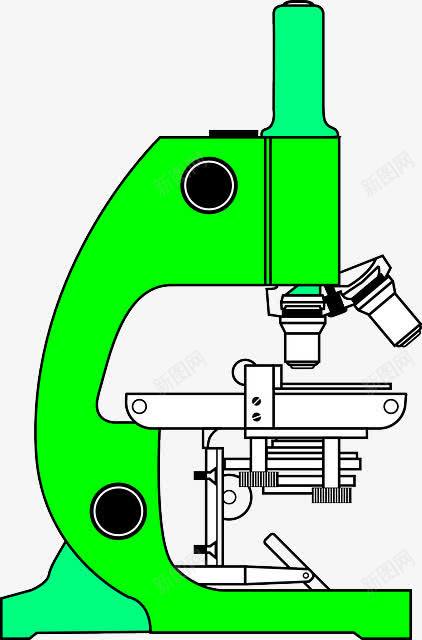 绿色的显微镜png免抠素材_新图网 https://ixintu.com 手绘 显微镜 研究 科研 试验