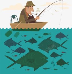 钓鱼的人矢量图素材
