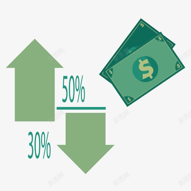 卡通美元免费png免抠素材_新图网 https://ixintu.com 卡通 卡通美元 矢量素材 箭头 美元 钱