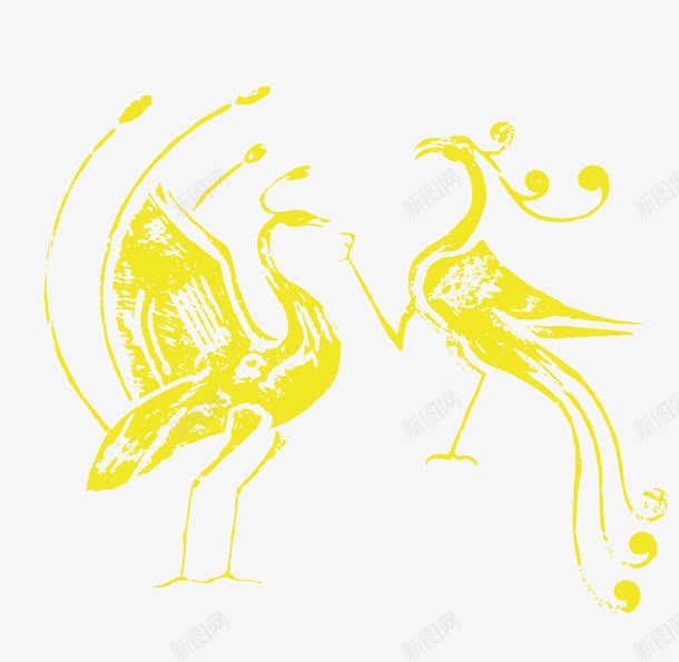金色的凤凰和孔雀png免抠素材_新图网 https://ixintu.com 中国风 传统 孔雀 神话 金色的凤凰