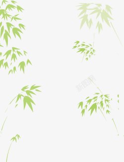 手绘绿色竹叶海报装饰素材