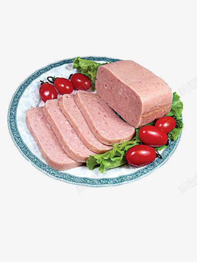 一盘午餐肉png免抠素材_新图网 https://ixintu.com 一盘菜 肉肠 肉食 食物