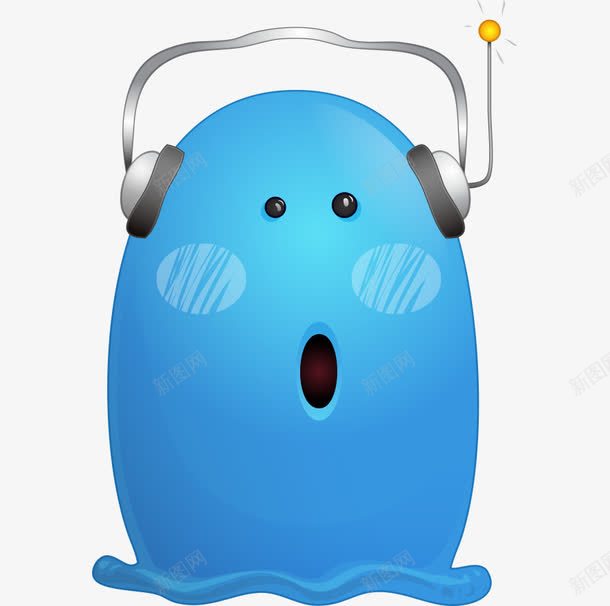 卡通手绘可爱蓝色鬼魂戴耳机png免抠素材_新图网 https://ixintu.com 卡通的鬼魂 可爱的鬼魂 平面鬼魂素材 戴耳机的鬼魂 手绘的耳机 手绘的鬼魂
