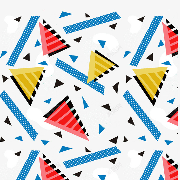 装饰线条png免抠素材_新图网 https://ixintu.com 三角形 几何图形 卡通手绘 水彩 线条 蓝色 装饰图案