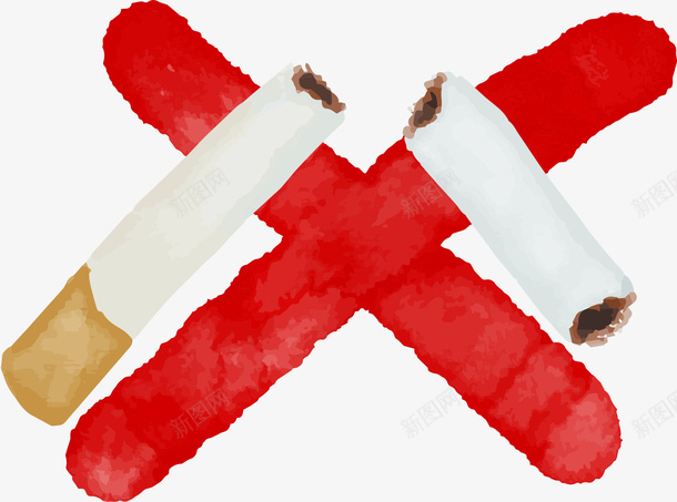 世界无烟日折断的香烟png免抠素材_新图网 https://ixintu.com 世界无烟日 手绘香烟 折断的香烟 水彩 禁止抽烟 绘画