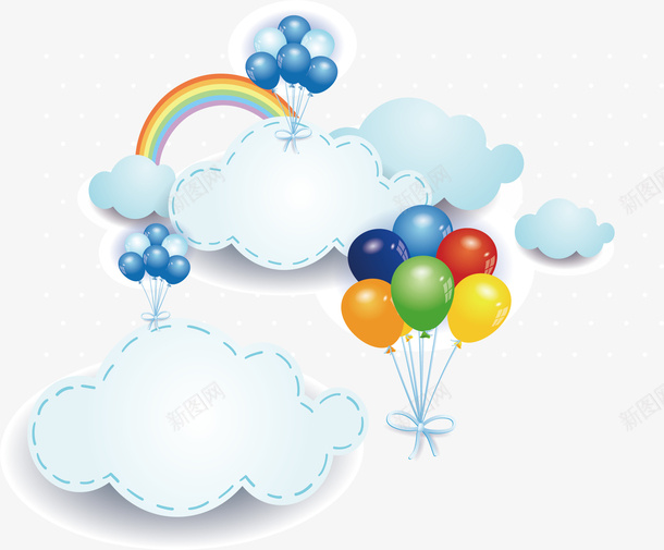 云朵气球海报卡通矢量图ai免抠素材_新图网 https://ixintu.com 云朵素材 卡通云朵 气球卡通 气球素材 矢量图