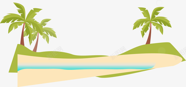 沙滩椰子树矢量图ai免抠素材_新图网 https://ixintu.com 植物 椰子树 沙滩 矢量图