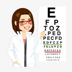 视力测验表手绘医学女医师视力测验表免矢量图高清图片
