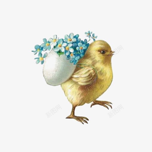 创意小鸡仔png免抠素材_新图网 https://ixintu.com 创意 动物 卡通 复古 小鸡仔 手绘 插画 花朵 蛋壳