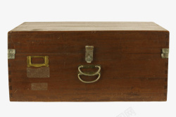 装饰放置棕色光滑带提手的复古木盒实物高清图片