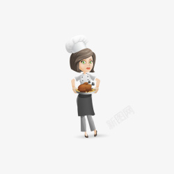 厨师卡通人女人白色素材