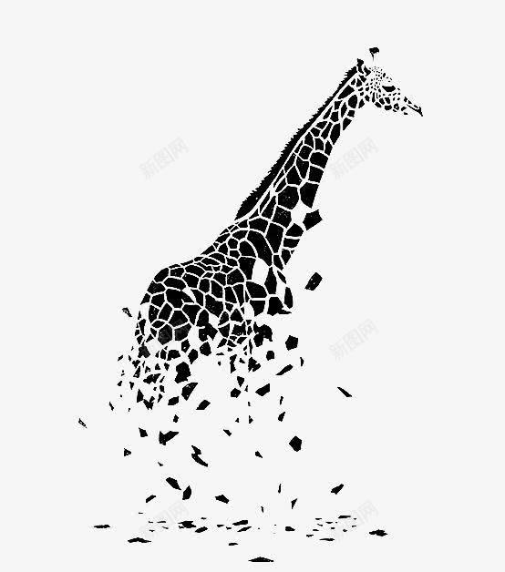 扩散的长颈鹿png免抠素材_新图网 https://ixintu.com 动物 卡通动物 扩散 长颈鹿 黑色