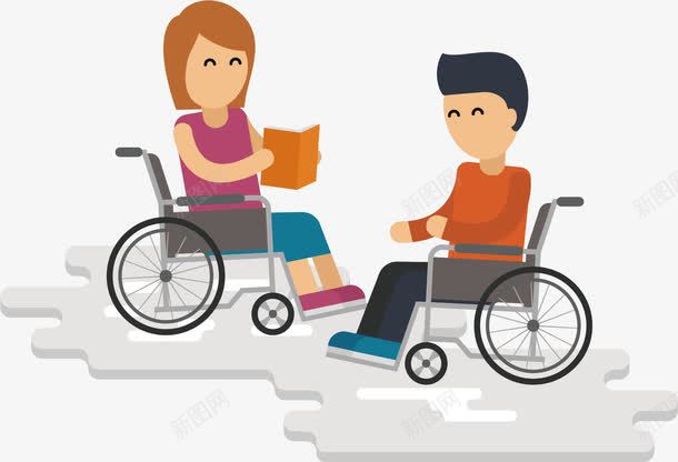 轮椅相伴png免抠素材_新图网 https://ixintu.com 书本 女孩 彩色 微笑 手绘 短发 轮椅