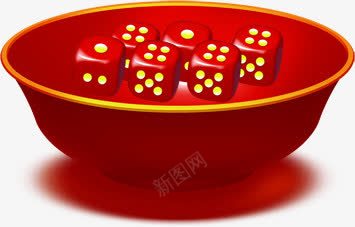 红色碗里的六个红色黄点骰子png免抠素材_新图网 https://ixintu.com 红色