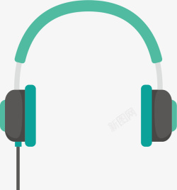 耳罩耳机蓝色有线降噪耳机矢量图高清图片