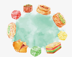 水彩食物边框底纹矢量图素材