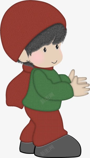 可爱的小人png免抠素材_新图网 https://ixintu.com 可爱 红围巾 红帽 黑头发