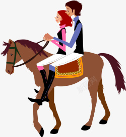 马背上马背上的卡通情侣矢量图高清图片