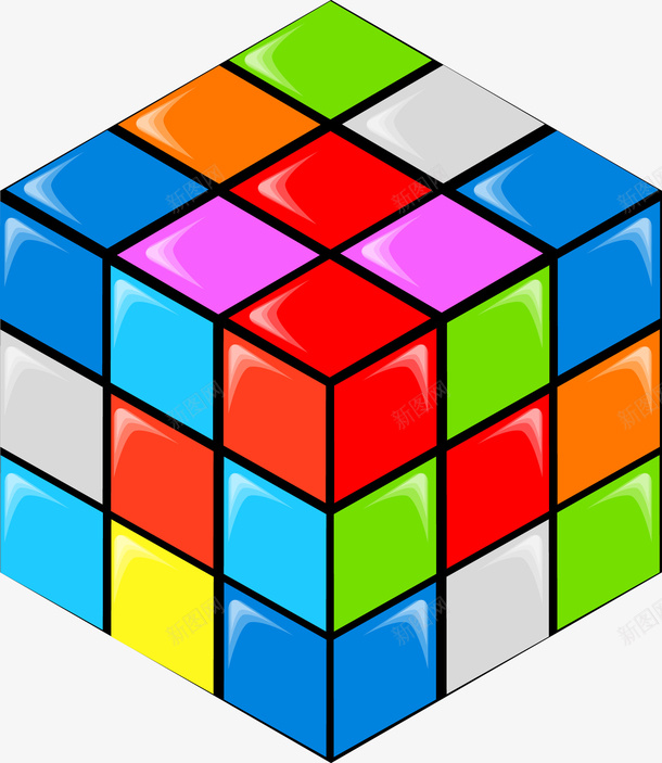 彩色魔方图png免抠素材_新图网 https://ixintu.com 几何图 几何立方 彩色 彩色图形 立方 立方体 立方图形