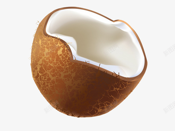 半个椰子壳png免抠素材_新图网 https://ixintu.com 半个 手绘 棕色 椰子壳 白色