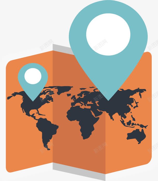 红色地图定位png免抠素材_新图网 https://ixintu.com 世界地图 全球定位 定位系统 矢量素材 红色地图