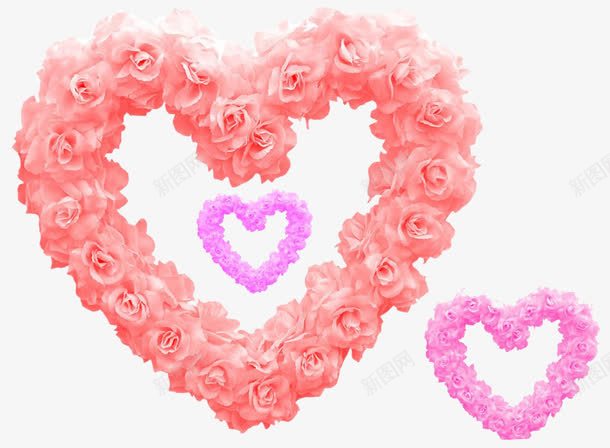 粉色玫瑰花爱心边框png免抠素材_新图网 https://ixintu.com 爱心边框 玫瑰花 粉色 花朵