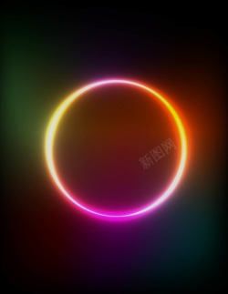 七彩黑色矢量质感炫彩圆环圆框背景高清图片