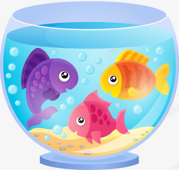多种鱼和鱼缸png免抠素材_新图网 https://ixintu.com 卡通 鱼缸
