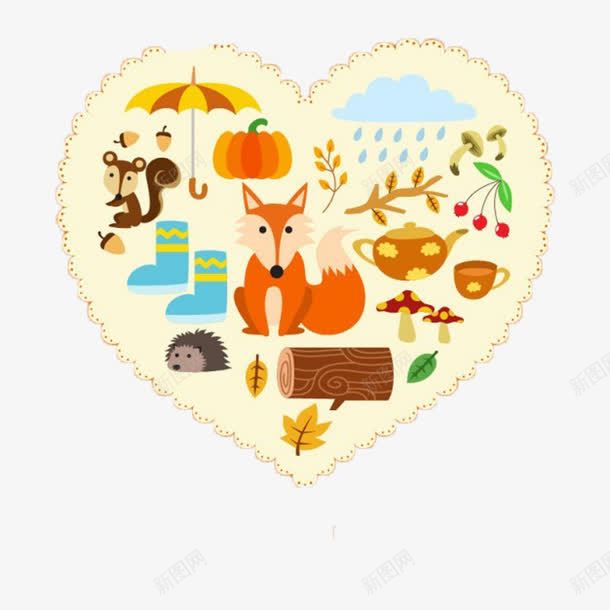 心形框里的动物png免抠素材_新图网 https://ixintu.com 动物 卡通 可爱 心形相框 松鼠 爱心 狐狸 相框