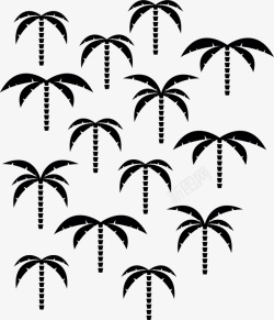 黑色椰子树花纹矢量图素材