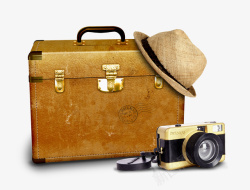 旅行箱帽子照相机素材