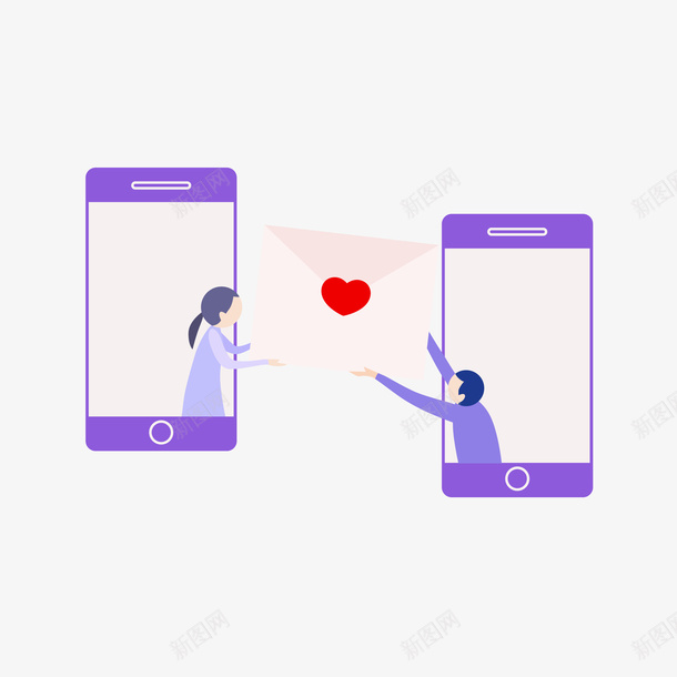 卡通手机APP传递讯息矢量图eps免抠素材_新图网 https://ixintu.com PNG手机 传递 传递讯息 手机男女 男女手机 讯息PNG 矢量图