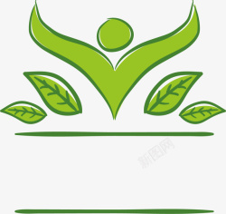 绿色树叶瑜伽标志素材