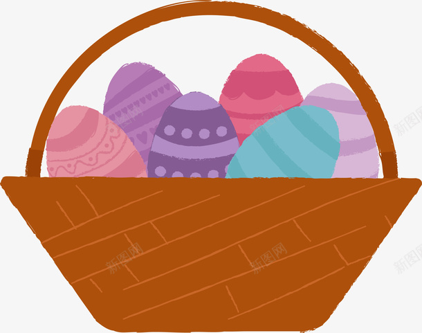 复活节卡通篮子彩蛋png免抠素材_新图网 https://ixintu.com Easter Happy 咖啡色篮子 复活节 复活节彩蛋 复活节快乐