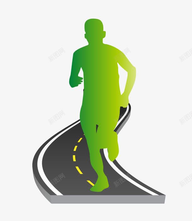 卡通图案绿色运动人物png免抠素材_新图网 https://ixintu.com 卡通图案 跑步的人 运动人物 运动跑道 运动项目长跑 长跑