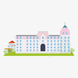 卡通粉白色法国建筑旅游景点矢量图素材
