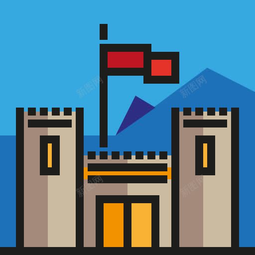 城堡图标png_新图网 https://ixintu.com 中世纪城堡 城堡 幻想 建筑 建筑与城市 纪念碑